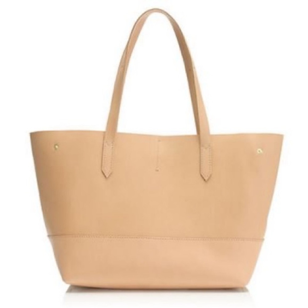J. Crew Uptown Tote Tie Closure Side Snaps Tan/Natural Color 100% Leather